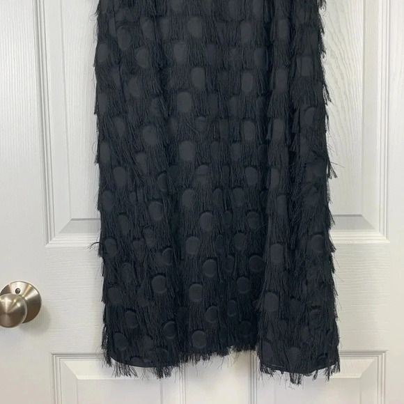 NWT By Anthropologie black Roxie polka dot textured fringe sleeveless dress sz 6 - Picture 8 of 11